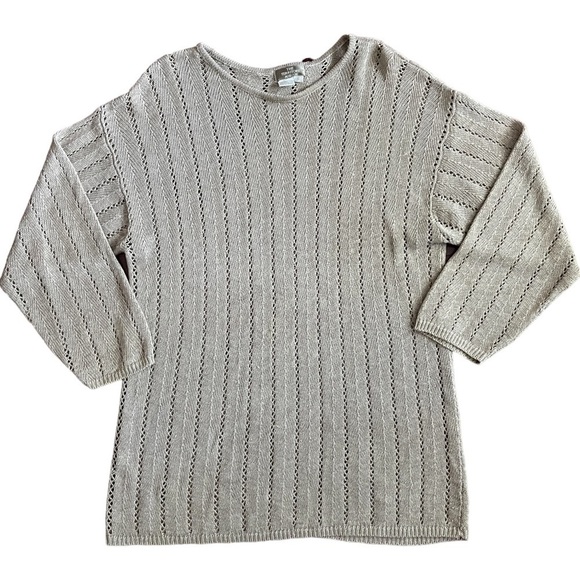 The Territory Ahead Beige 100% Linen Oversize Loose Knit Sweater Women's Small - Picture 1 of 6